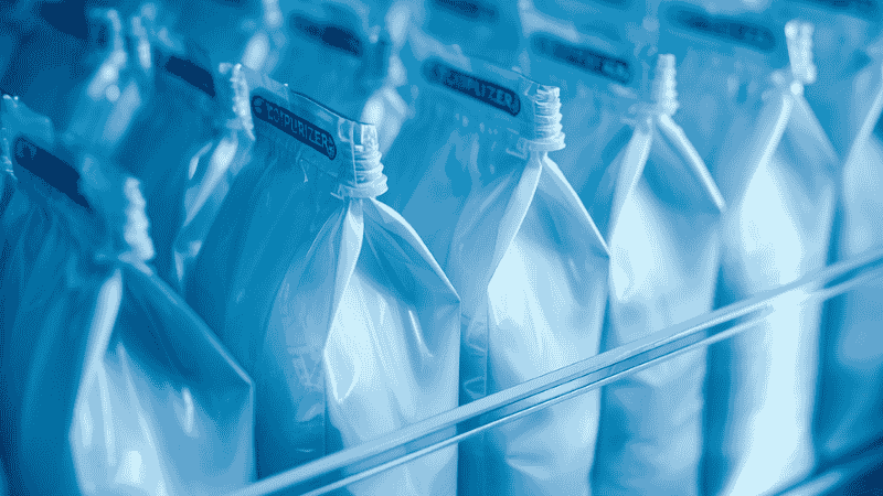 The milk storage bags neatly arranged in the freezer compartment are stored using the "freezing flat" method to save space, and are vertically placed in transparent plastic boxes in chronological order by date.