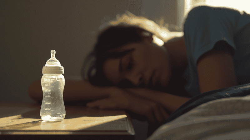 A parent is conducting an olfactory test on breast milk stored at room temperature to determine if it has gone bad by checking for any sour or unpleasant odors.